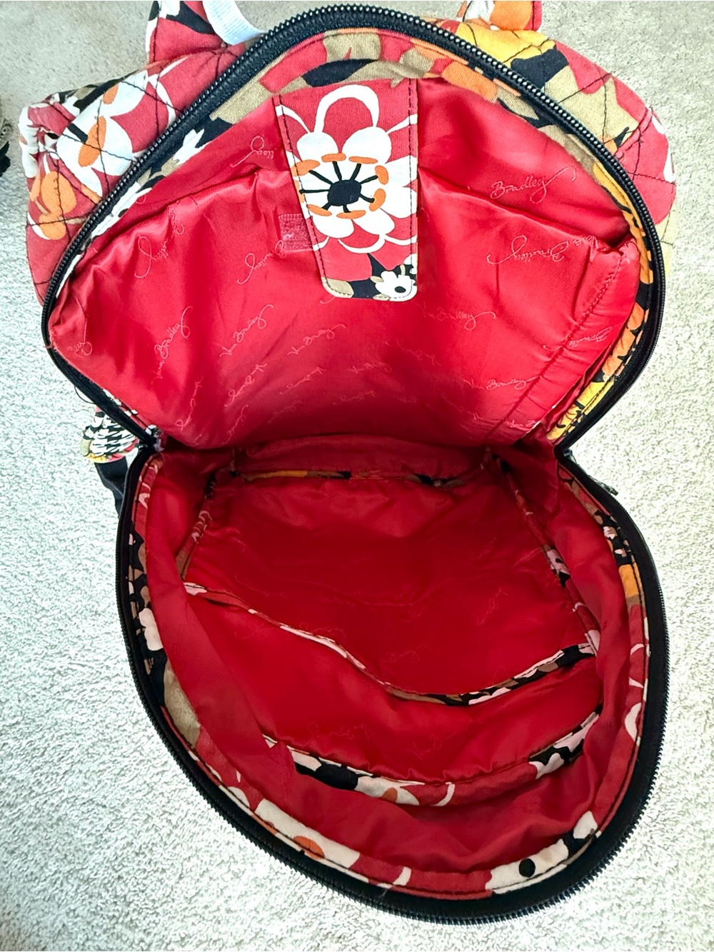 PRICED TO GO! ๐ฅ Vera Bradley Quilted Floral Backpack in Red, Yellow, Black - Picture 4 of 7